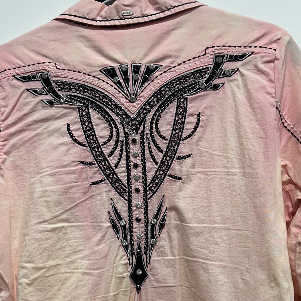Roar Pink Tie Dye Button Down Shirt Size Large - Picture 4 of 8